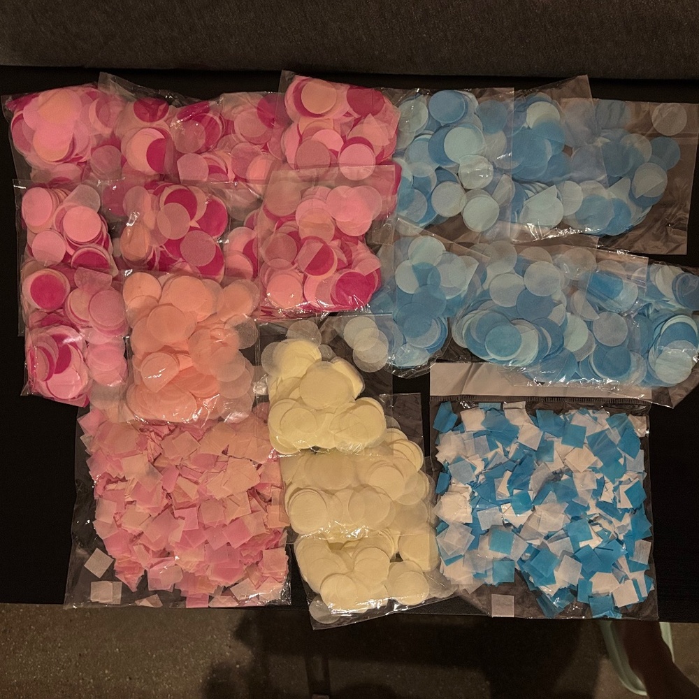 NEW Tissue paper confetti pink and blue dots and square